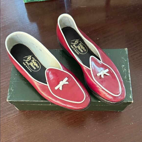 belgian loafers Shoes - Red Women's Flats with Bow Detail